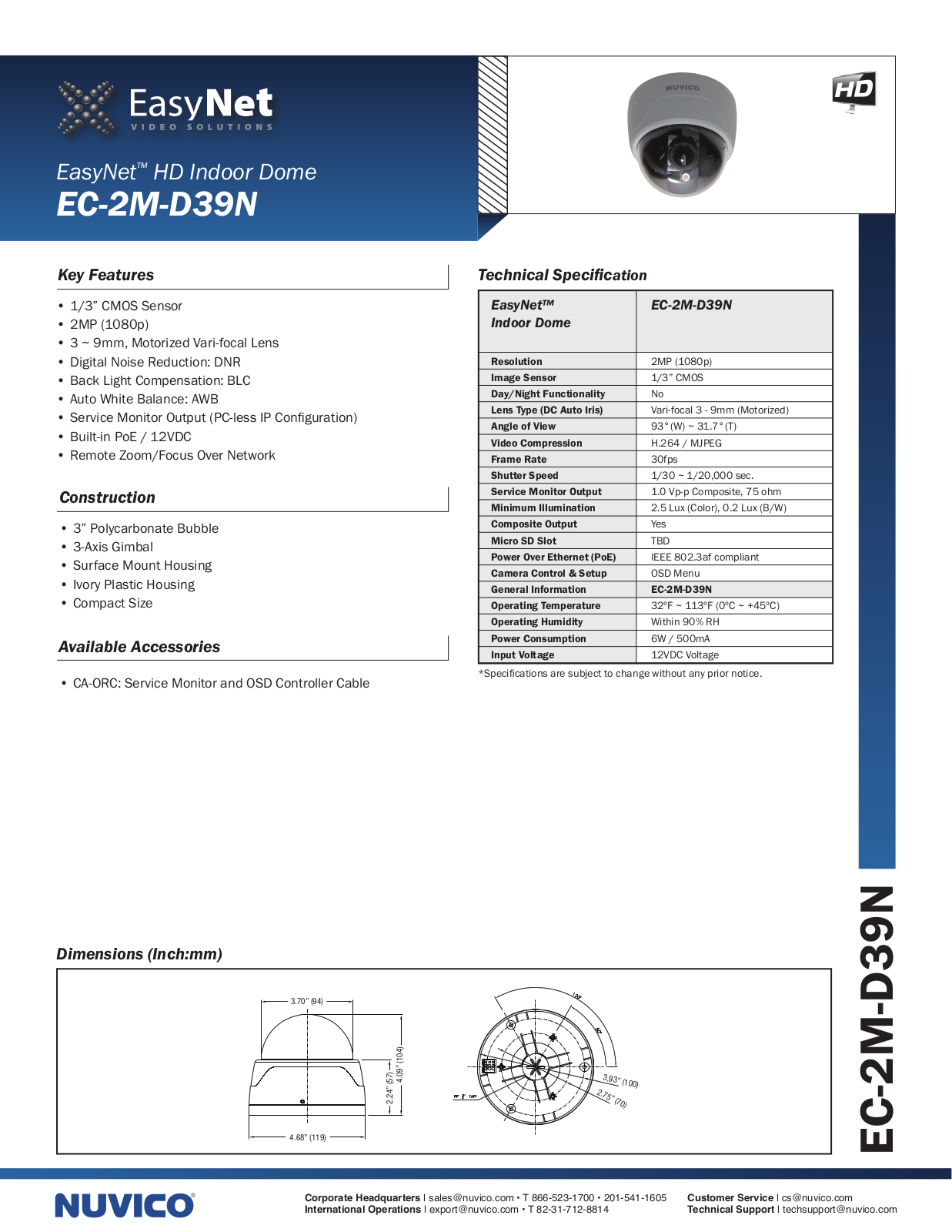 Nuvico EC-2M-D39N Specsheet