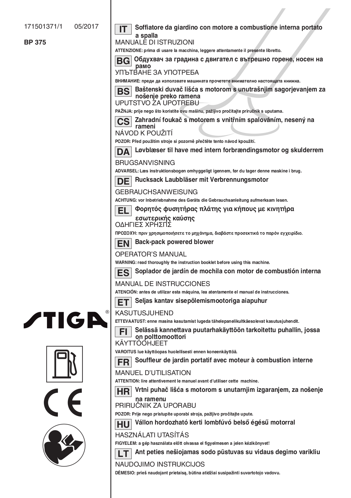 Stiga BP 375 operation manual