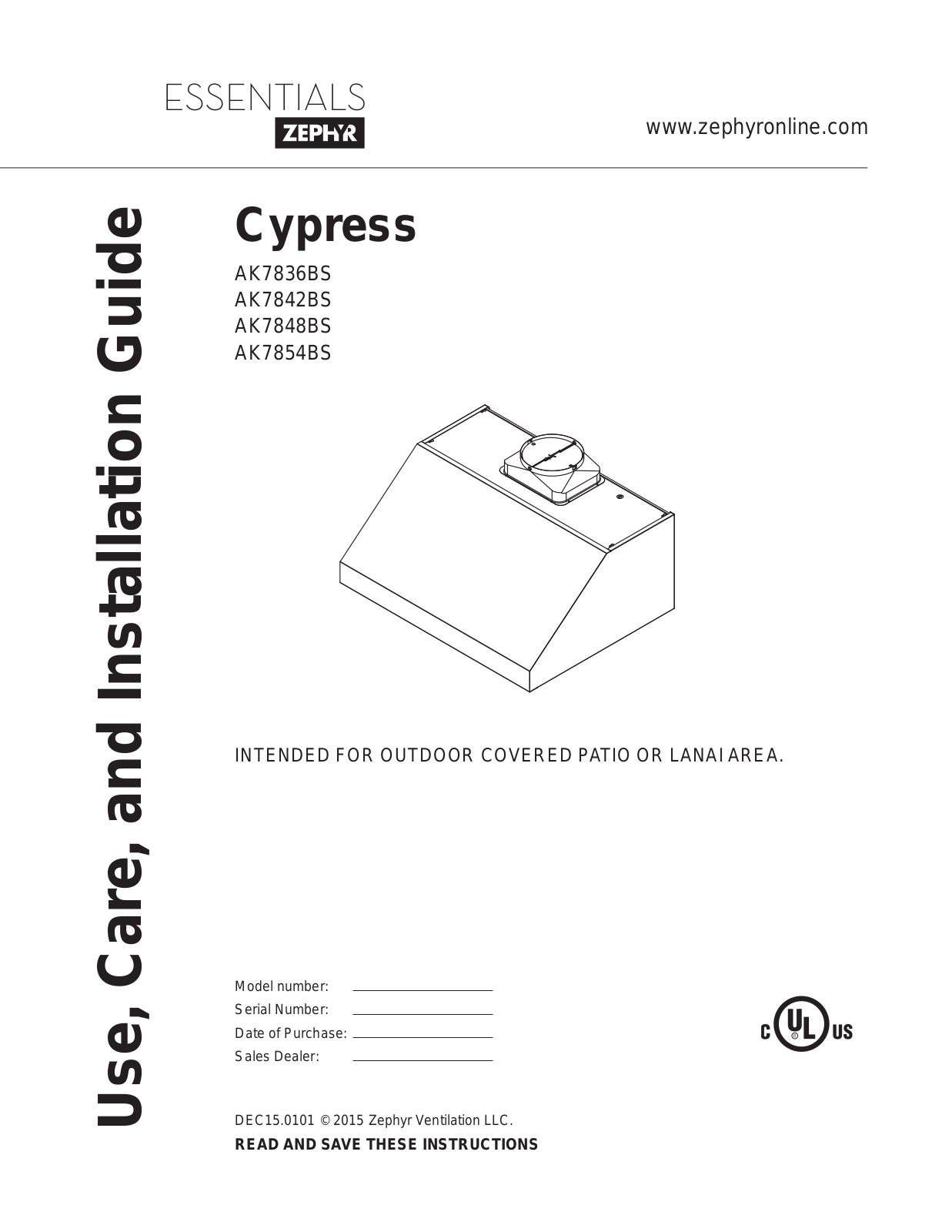 Zephyr AK7836BS User Manual