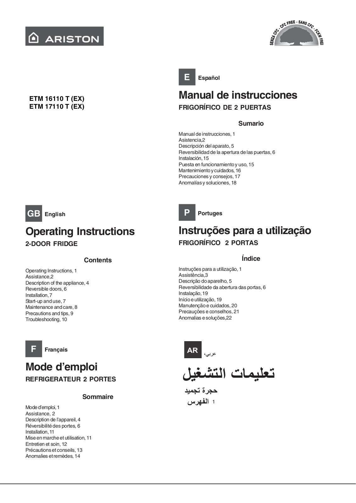 Hotpoint ETM 16110 T, ETM 17110 T User Manual