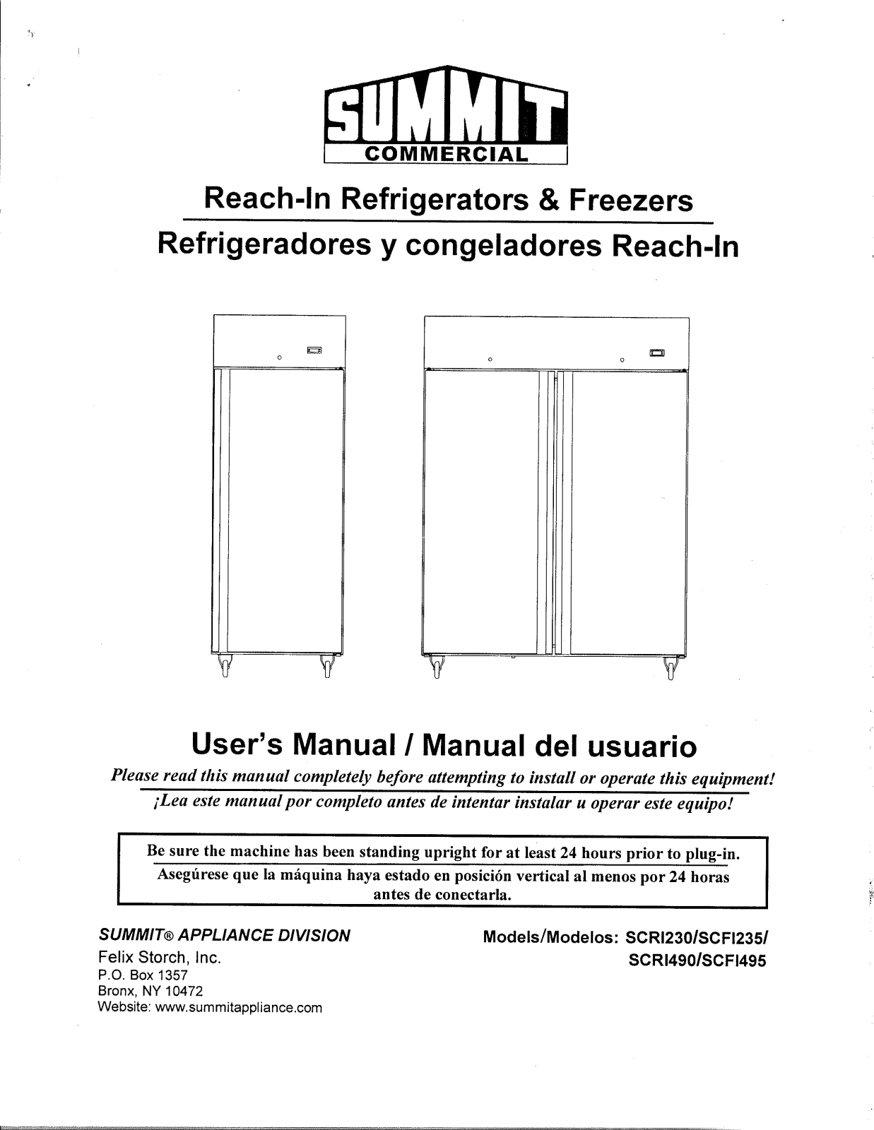 Summit SCRI230, SCFI235, SCRI490, SCFI495 USE & CARE - ManualMachine.com