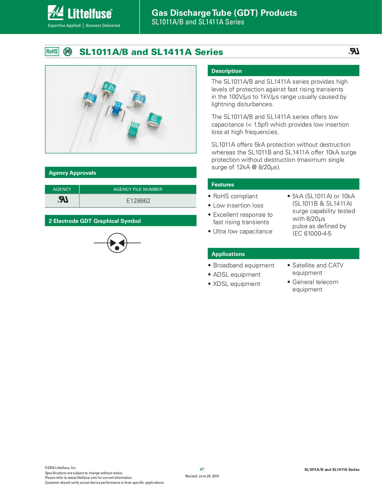 Littelfuse SL1011A User Manual