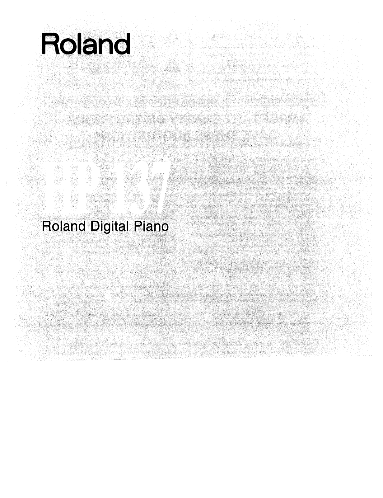 Roland Corporation HP-137 Owner's Manual