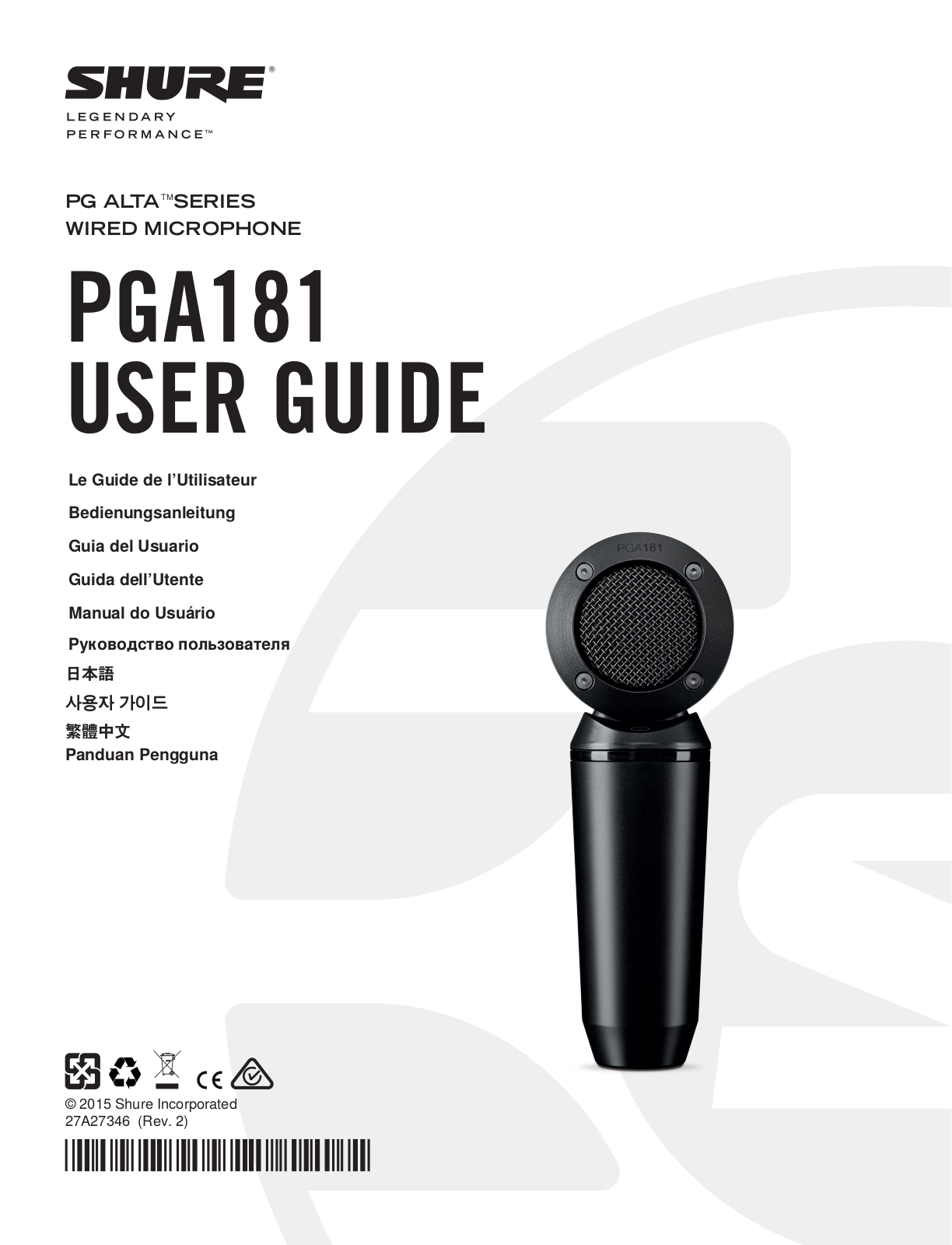 Shure PGA181 USER GUIDE