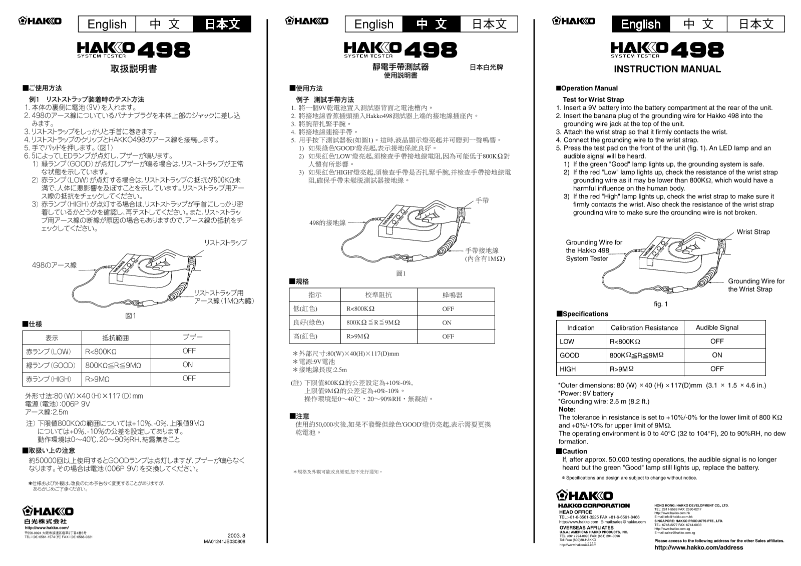 Hakko 498 User Manual