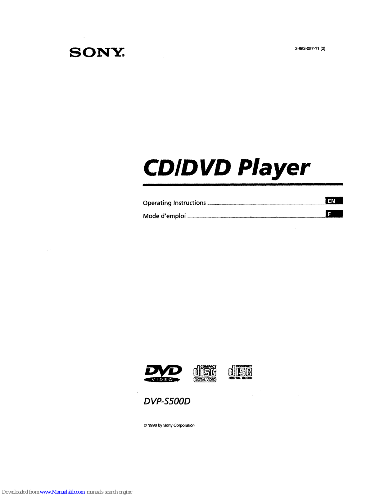 Sony DVP-S5000 Operating Instructions Manual - ManualMachine.com