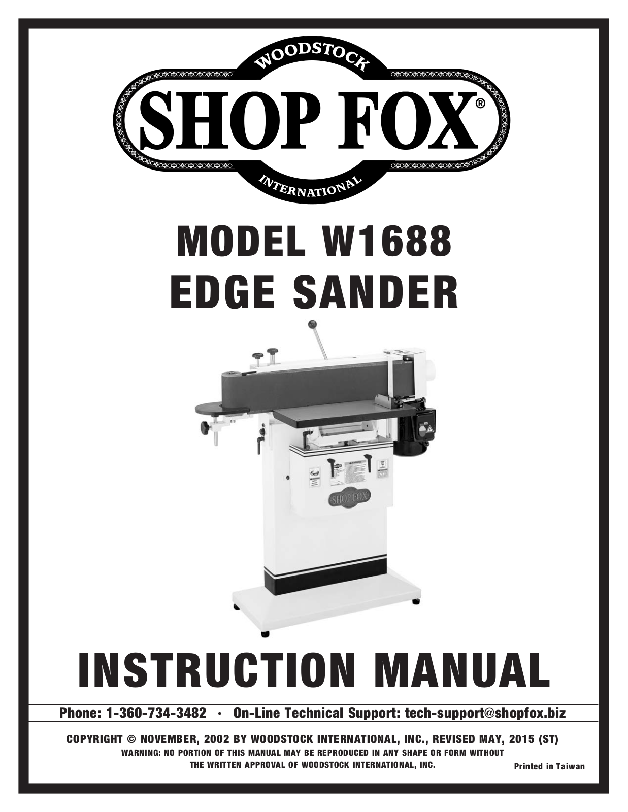 Shop fox W1688 User Manual