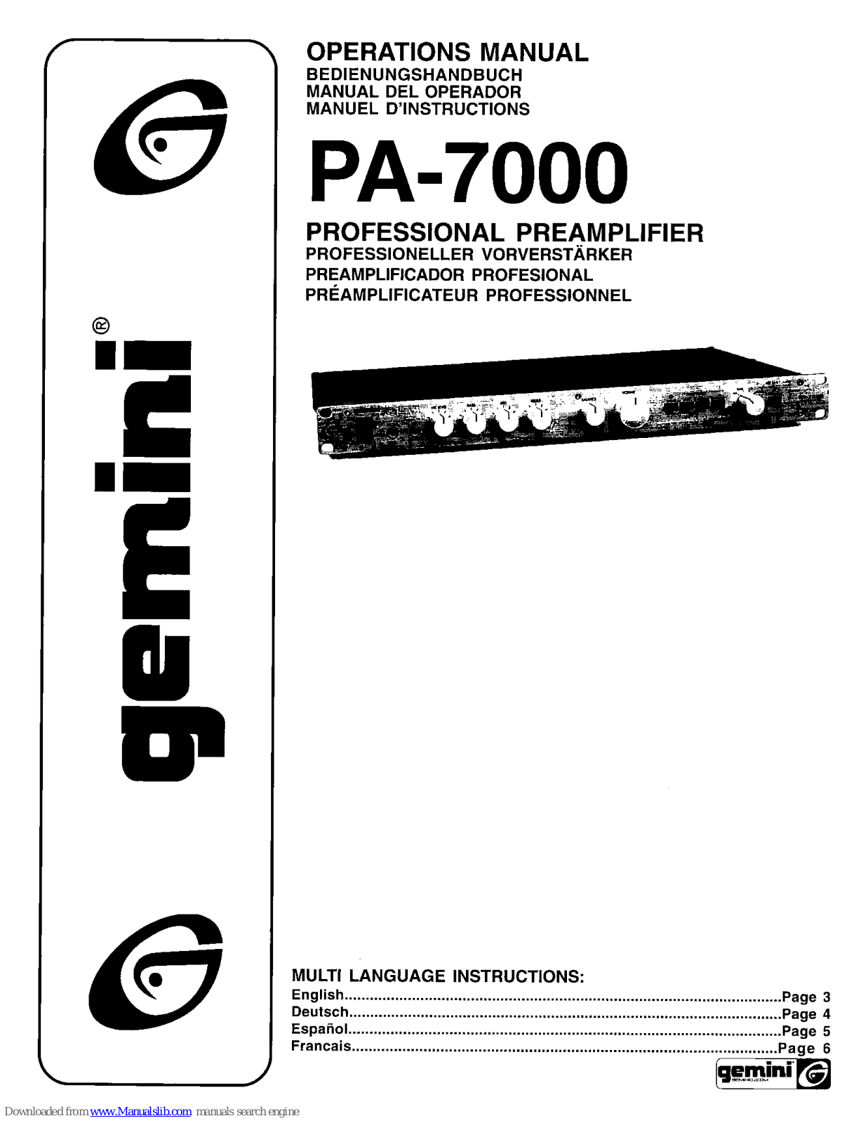 Gemini PA-700 Operation Manual