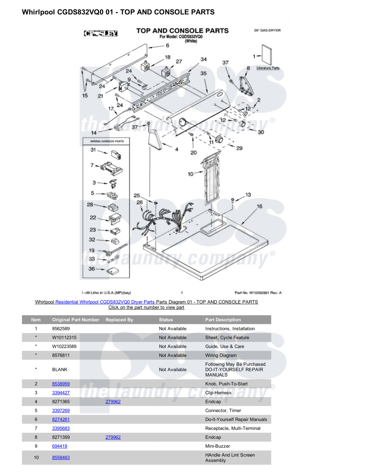 Whirlpool CGDS832VQ0 Parts Diagram