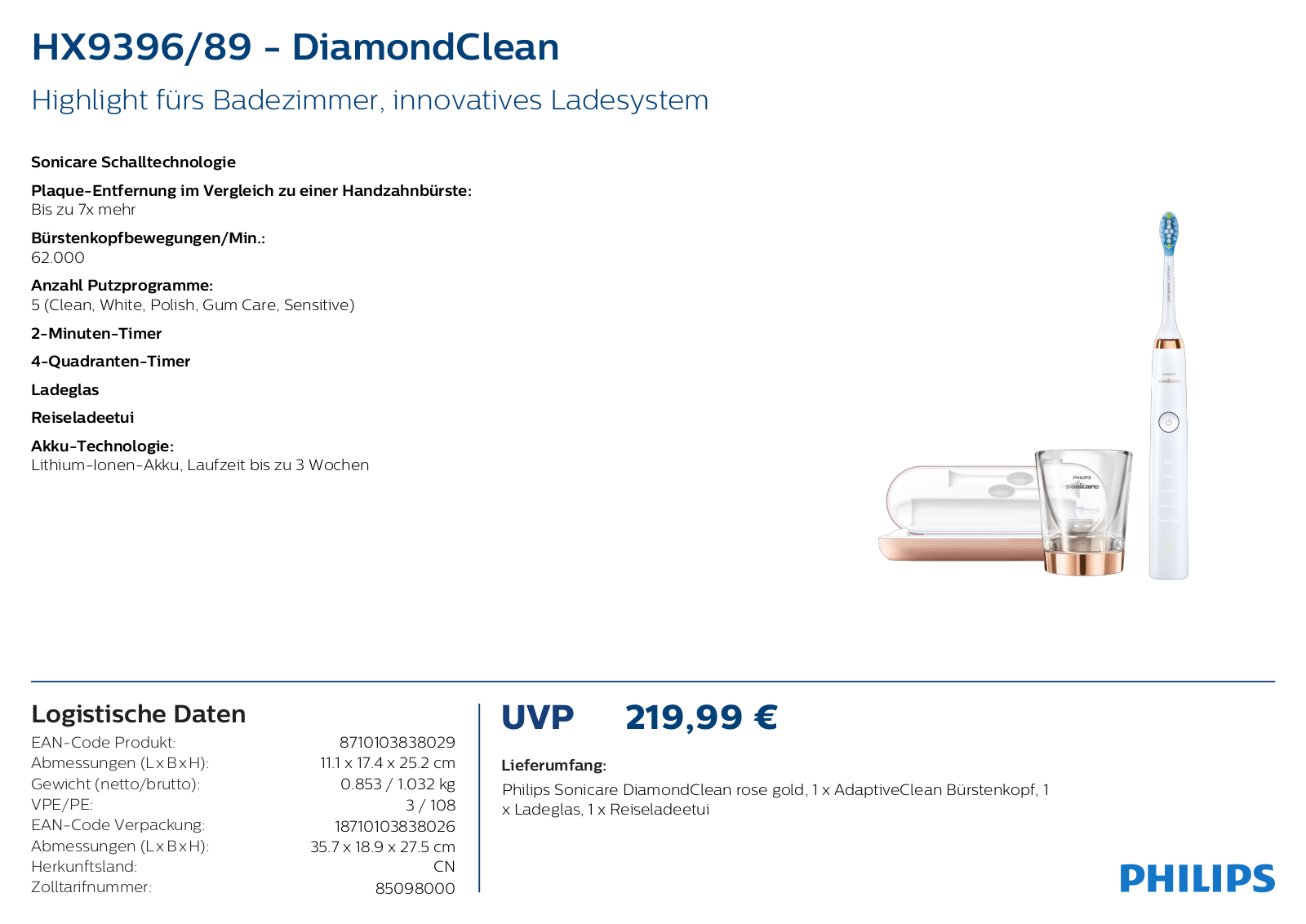 Philips Sonicare HX9396-89 Technical data - ManualMachine.com