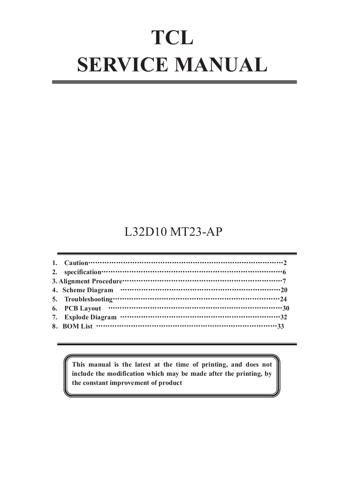 TCL L32D10 Schematic