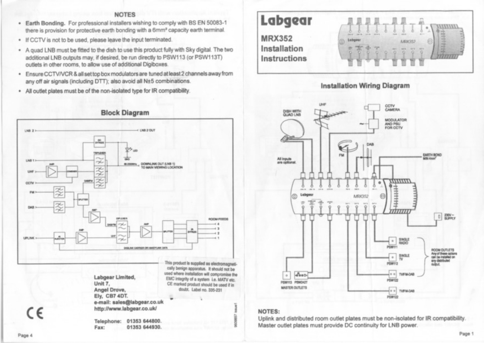 Labgear MRX352 User Manual