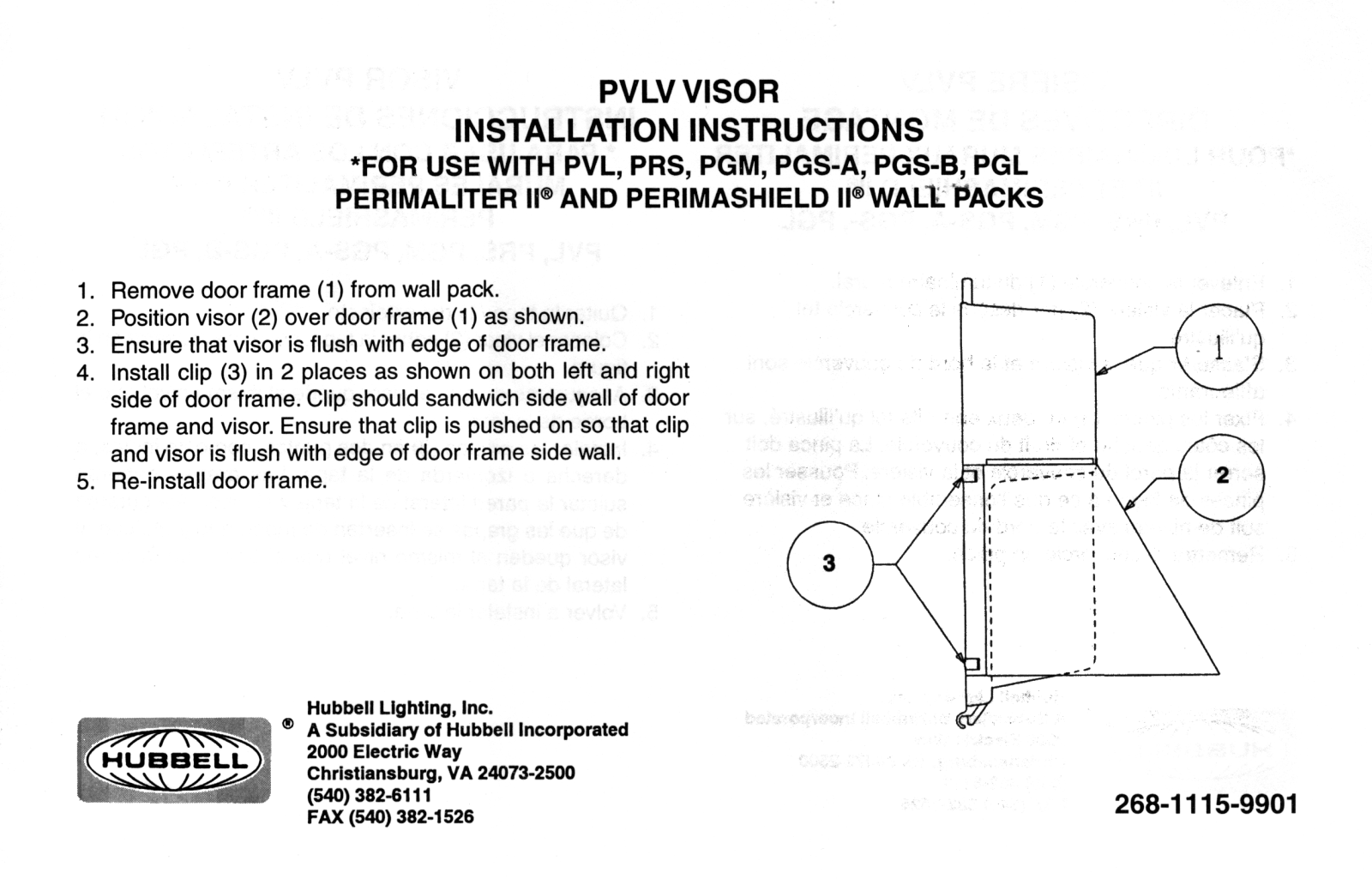 Hubbell Lighting PVLV VISOR User Manual