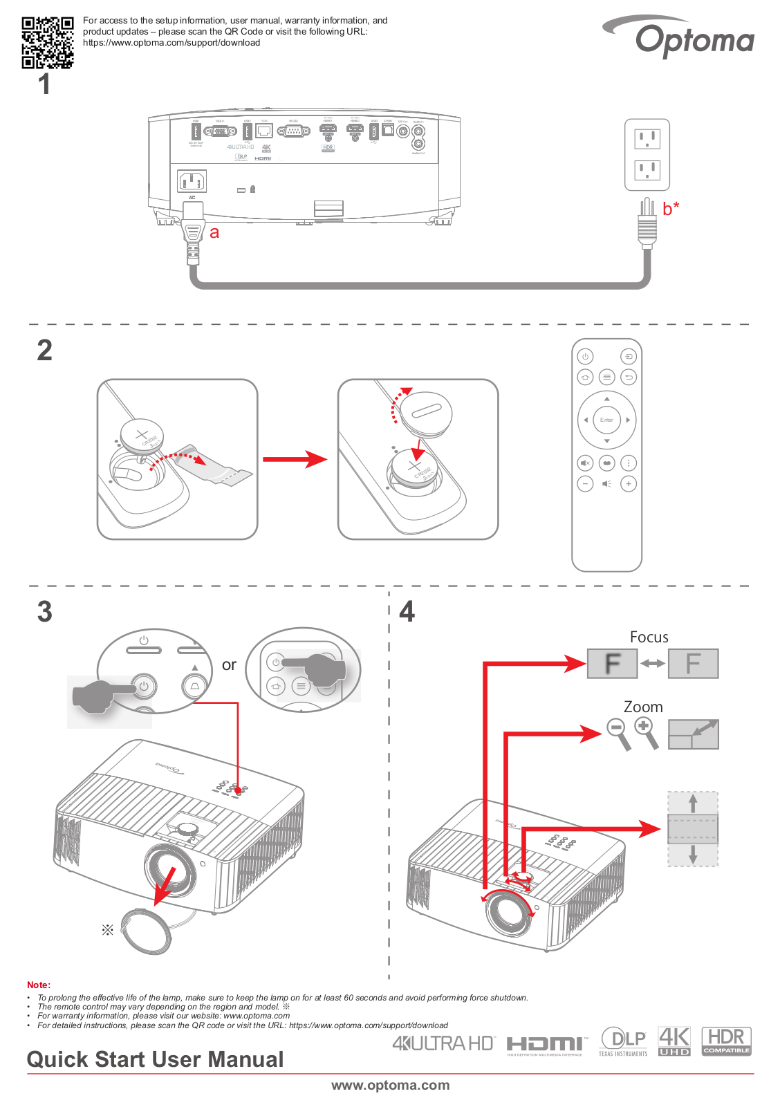 Optoma UHD55 Quick Start Guide - ManualMachine.com