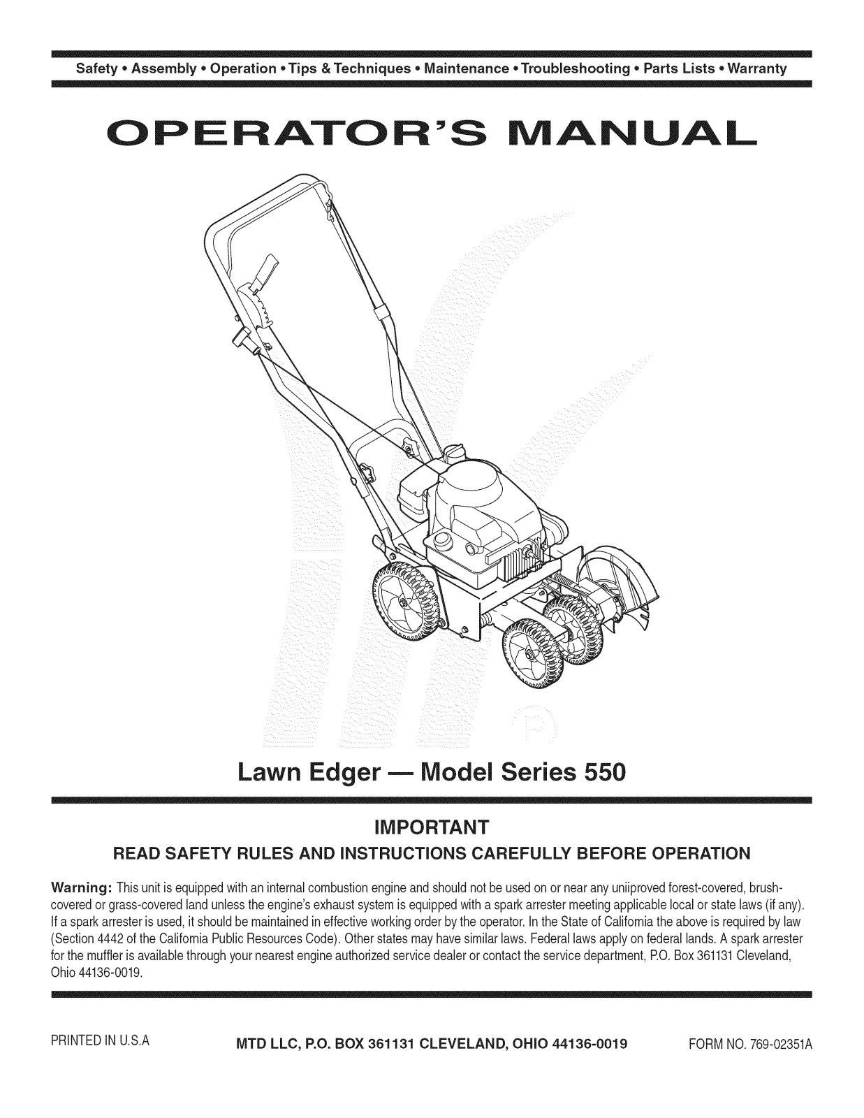 MTD 25B-551B229, 25B-551A029, 25B-551A000 Owner’s Manual