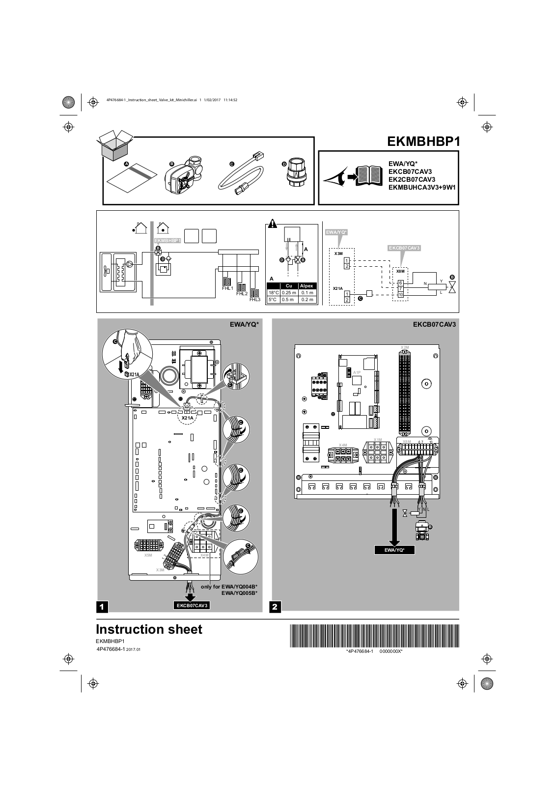 Daikin EKMBHBP1 Installation manuals