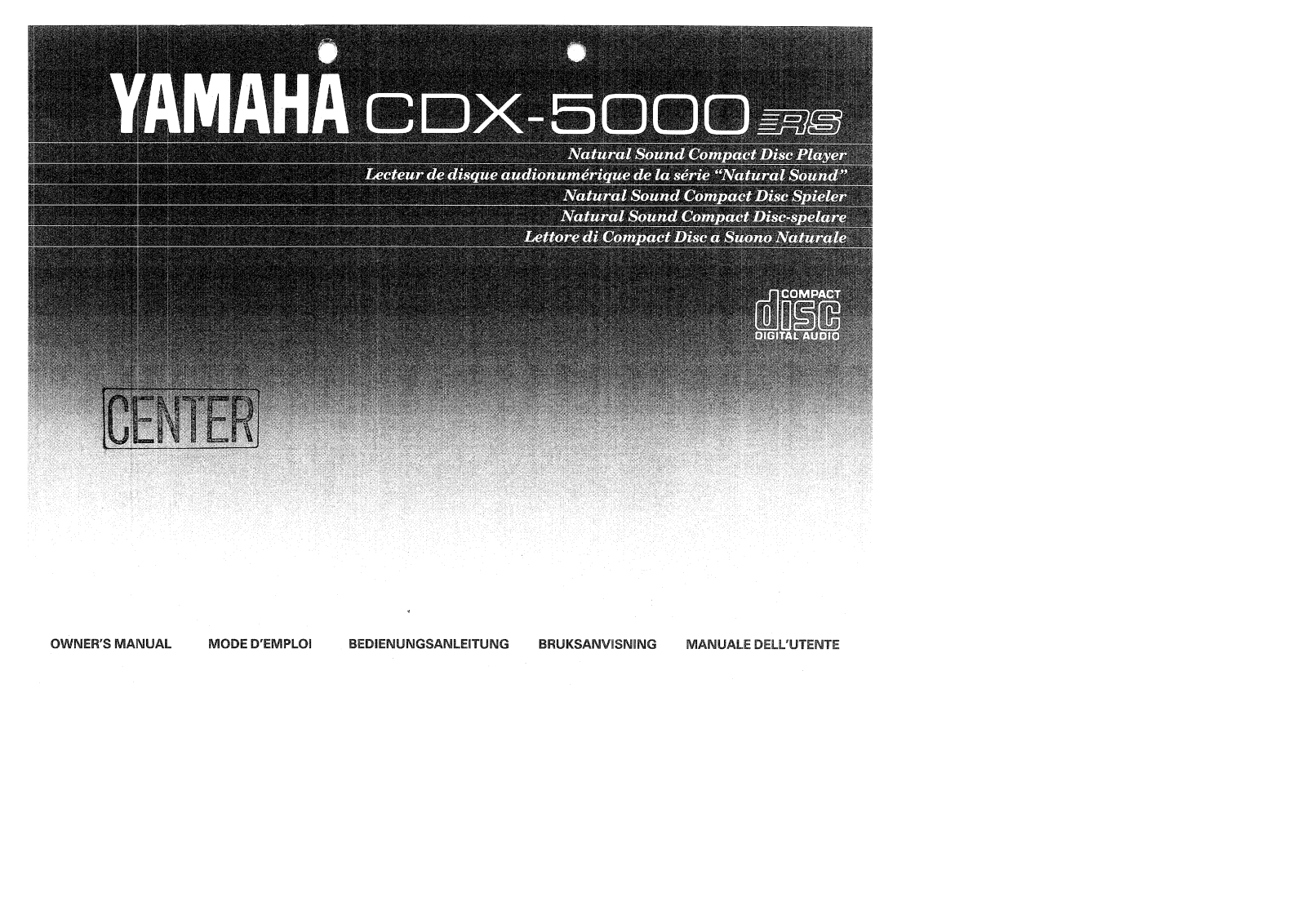 Yamaha CDX-5000, CDX-5000RS Owner Manual