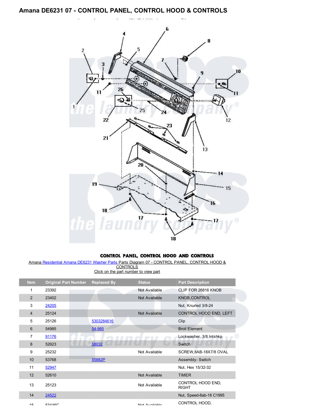 Amana DE6231 Parts Diagram