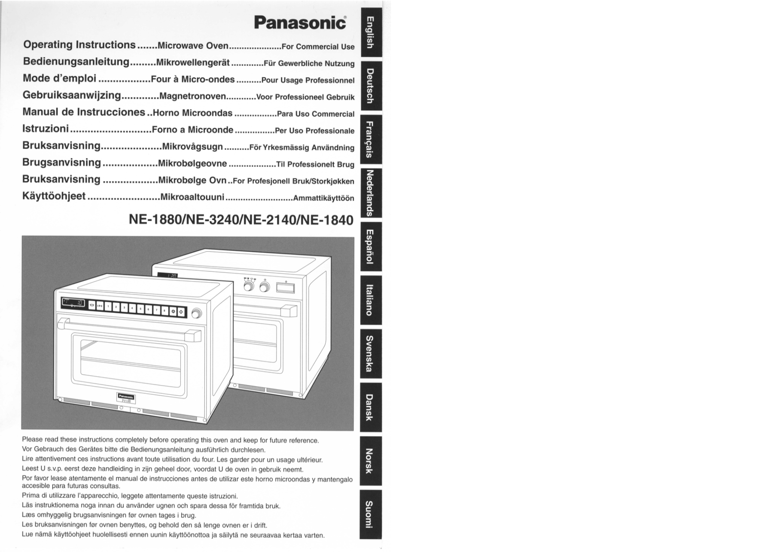 PANASONIC NE-1840, NE-2140, NE-3240 User Manual