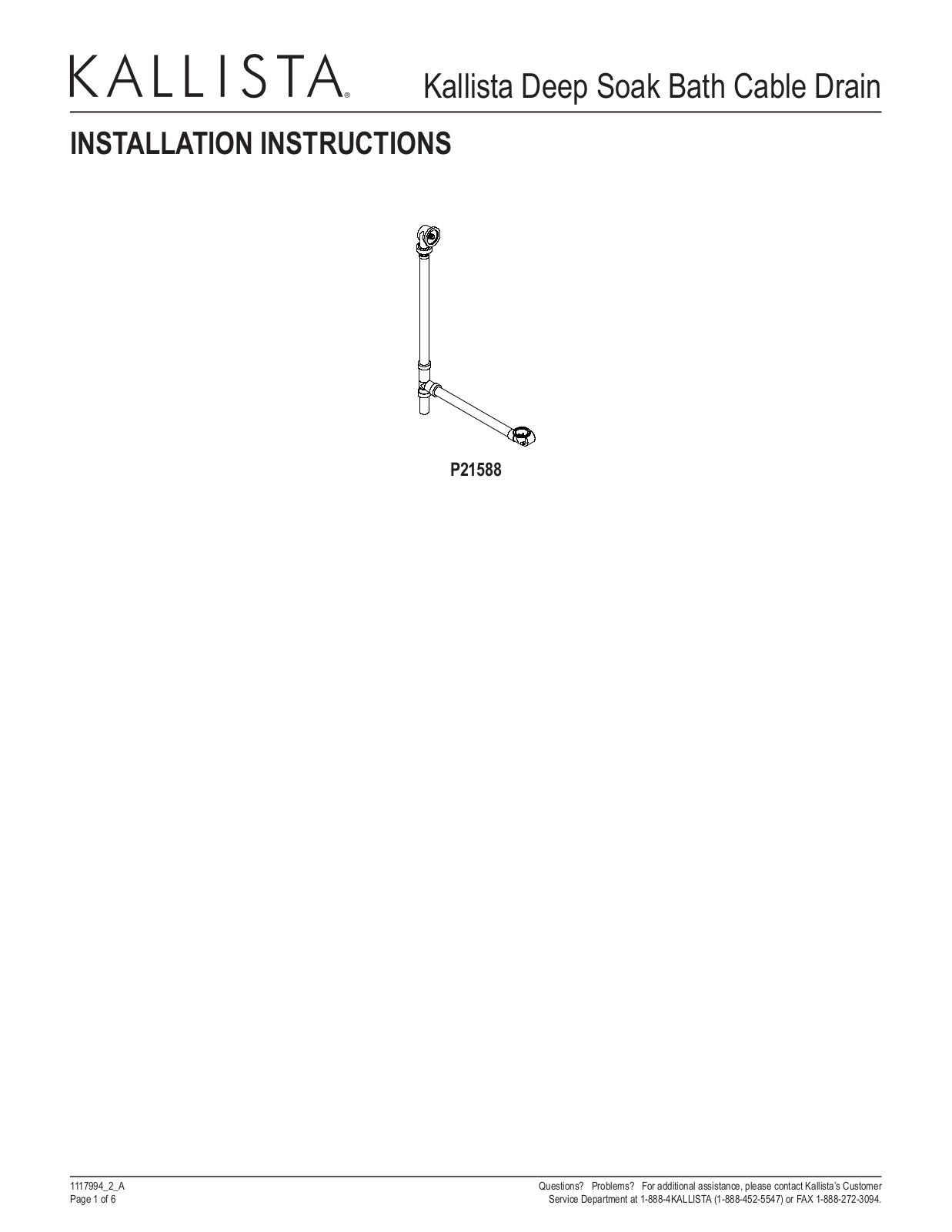 Kallista P21588 Installation Instructions Manual