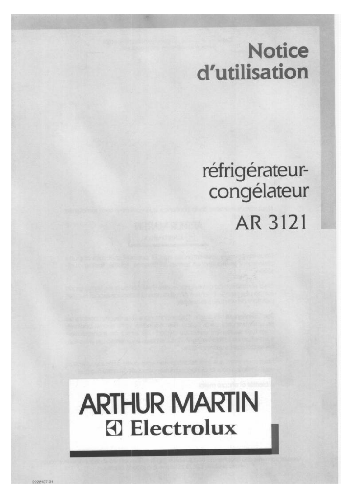 Arthur martin AR3121 User Manual