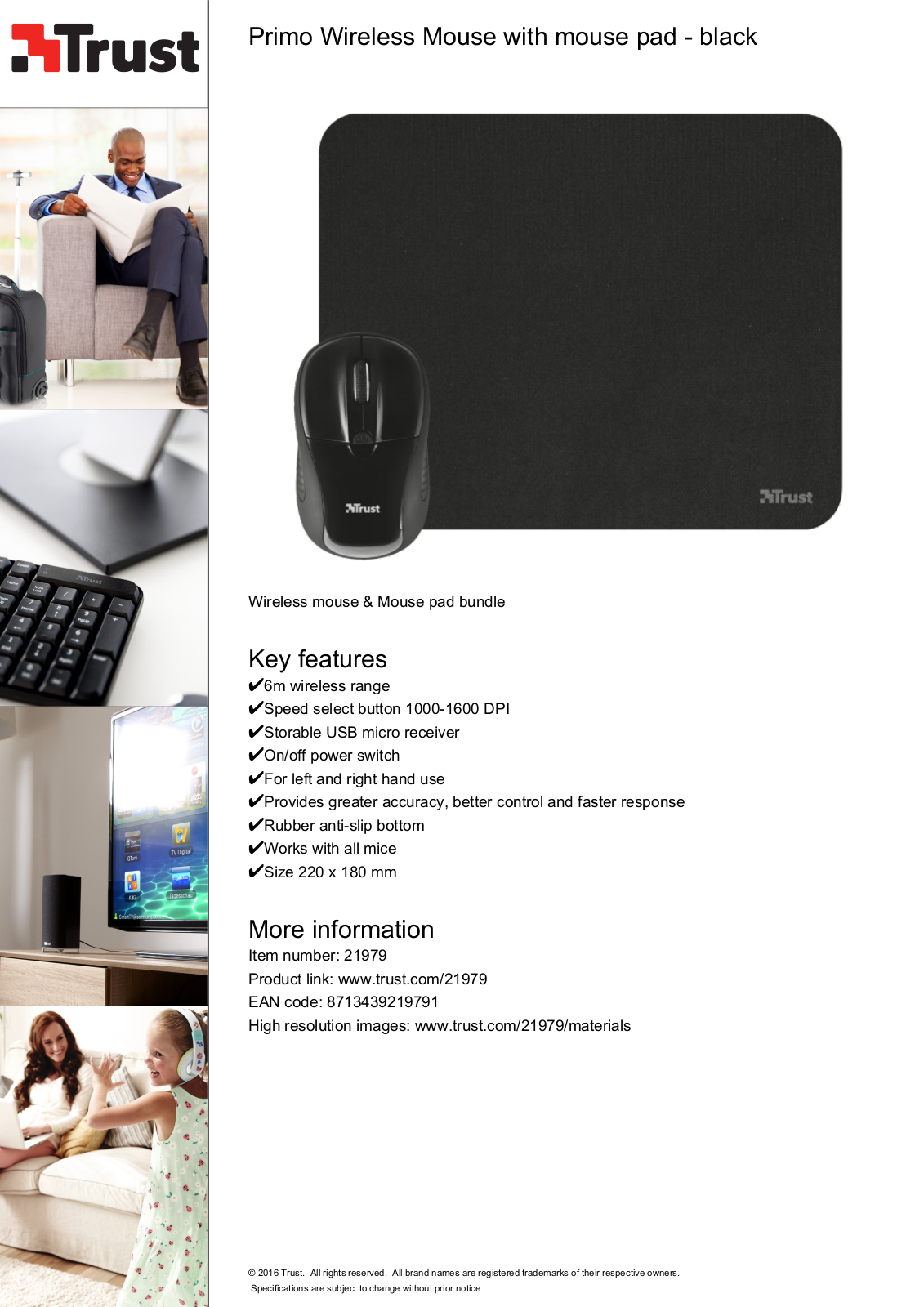 Trust Primo Wireless Mouse with mouse pad User Manual