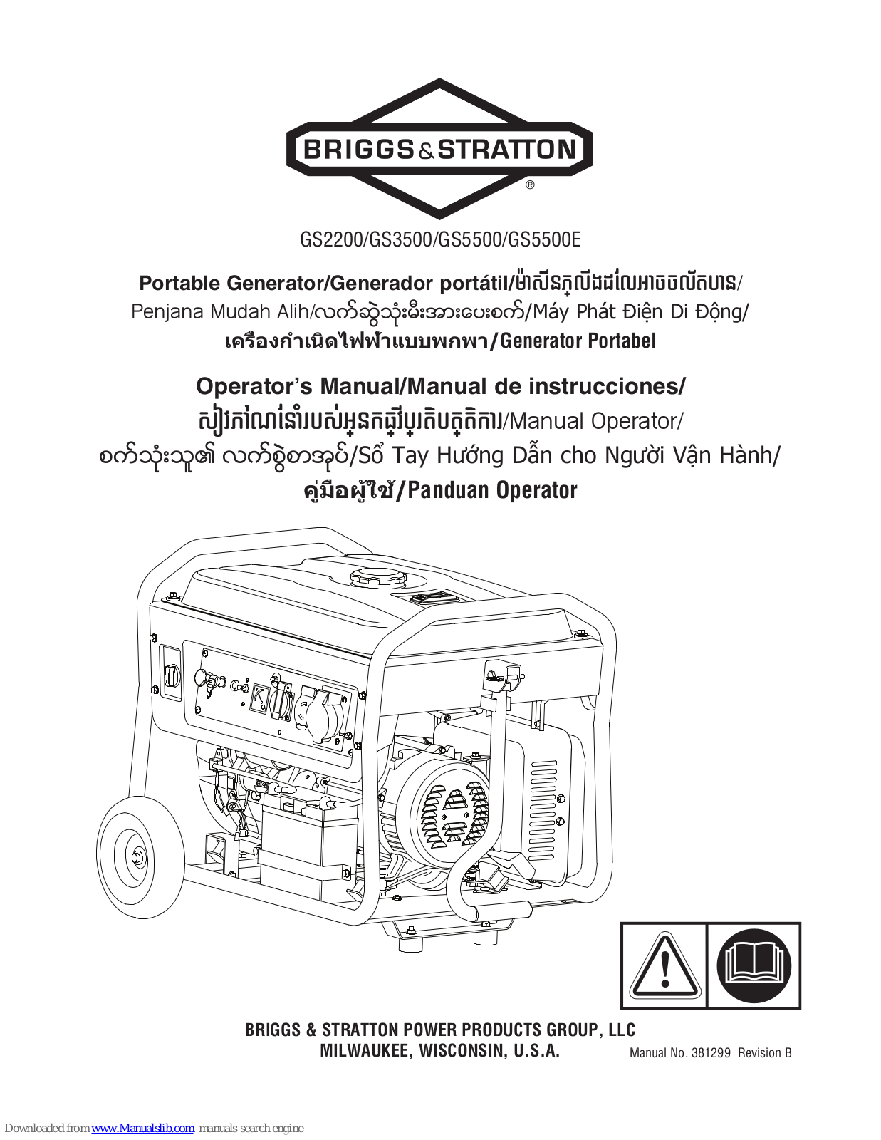 Briggs & Stratton GS2200, GS3500, GS5500, GS5500E Operator's Manual