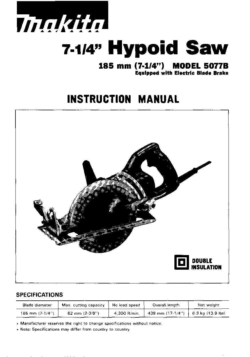 Makita 5077B User Manual