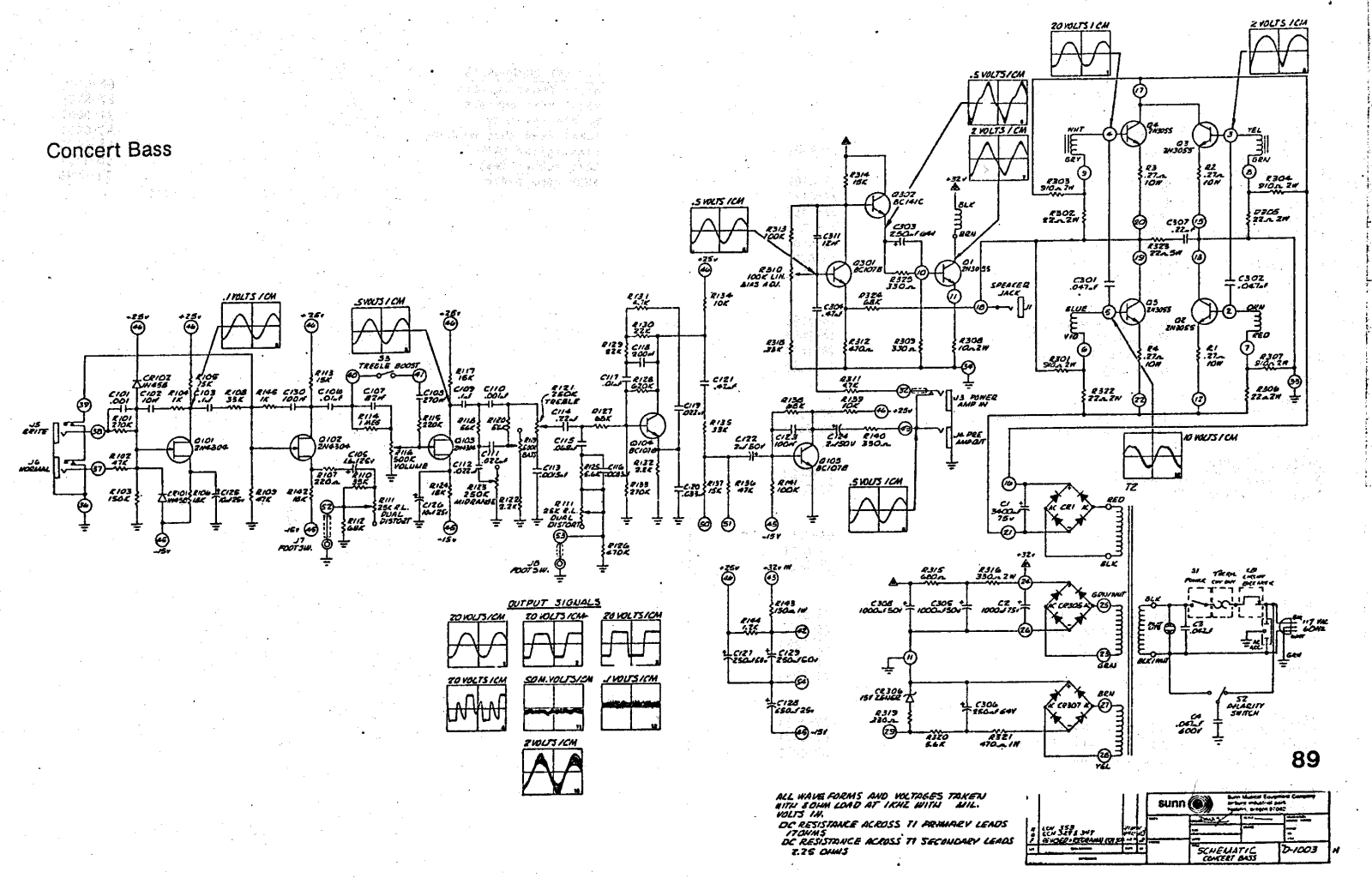 Sunn concert bass schematic