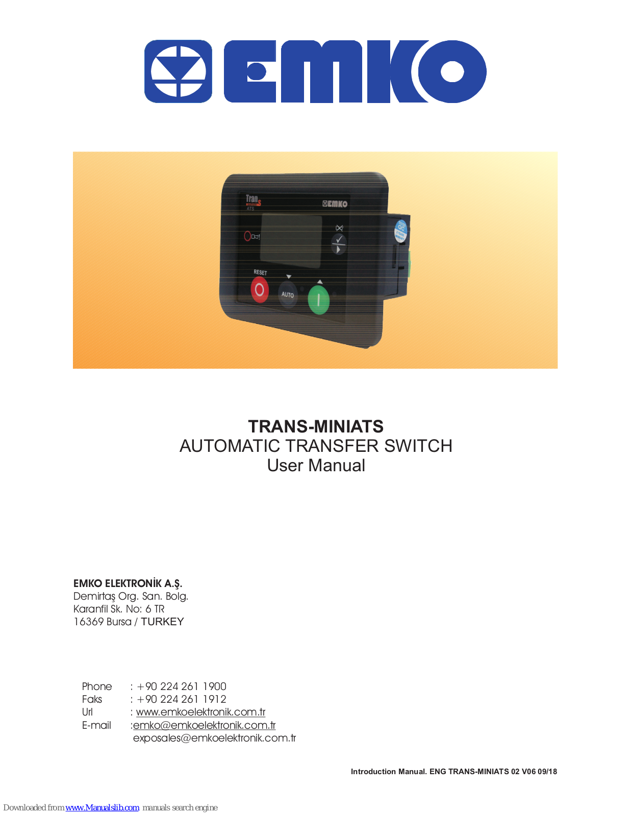 EMKO TRANS MINI ATS User Manual - ManualMachine.com