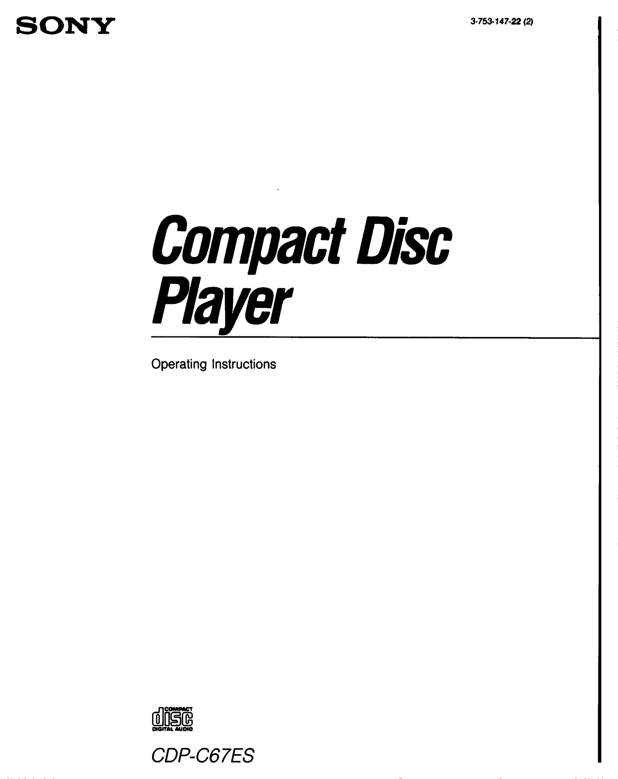 Sony CDP-C67ES User Manual