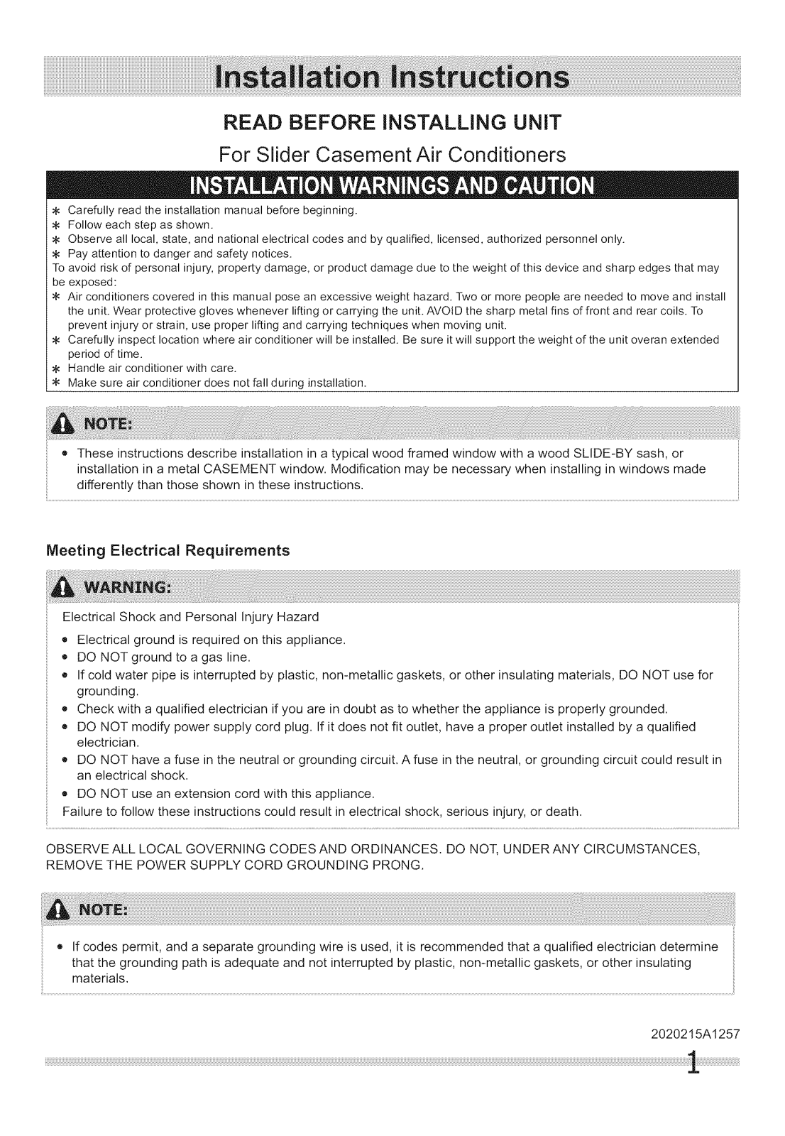 Frigidaire FFRS08C3Q10, FFRS08C3Q11, FFRS08C3Q12, FFRS10C2Q10, FFRS10C2Q12 Installation Guide - ManualMachine.com