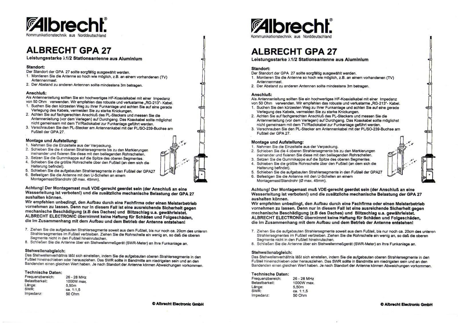 Albrecht GPA 27 User guide