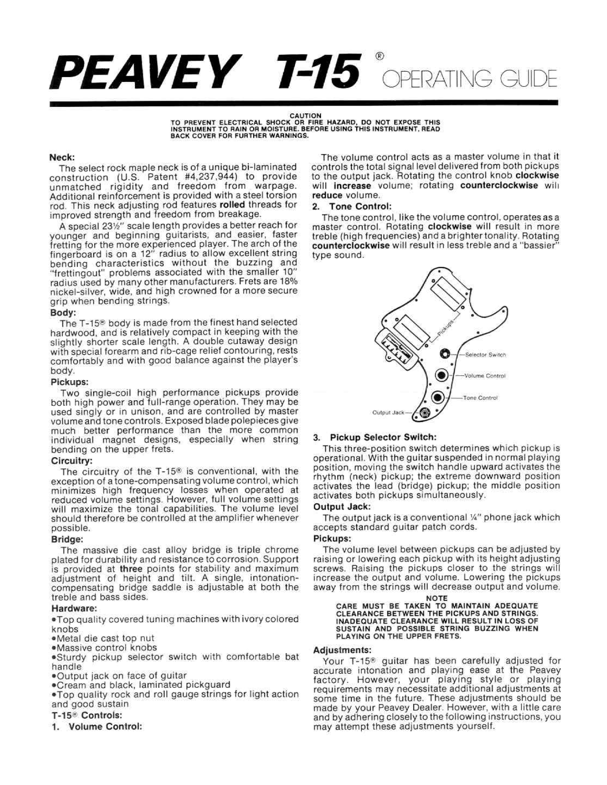 Peavey T-15 User Manual