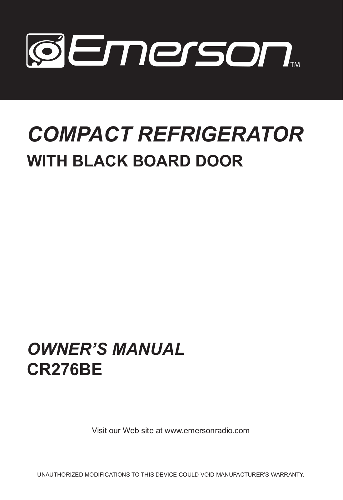 Emerson CR276BE User Manual