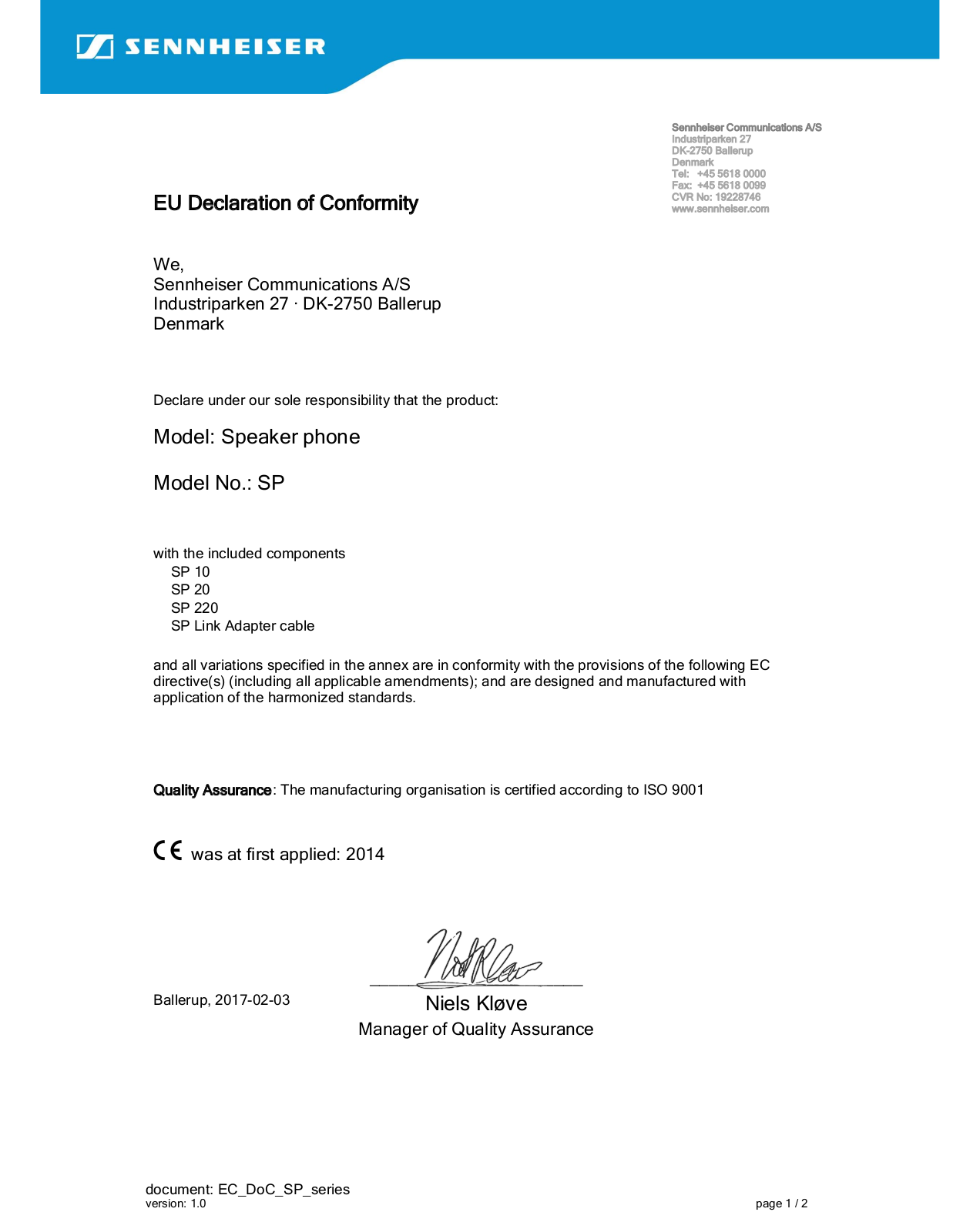 Sennheiser 507211 User Manual