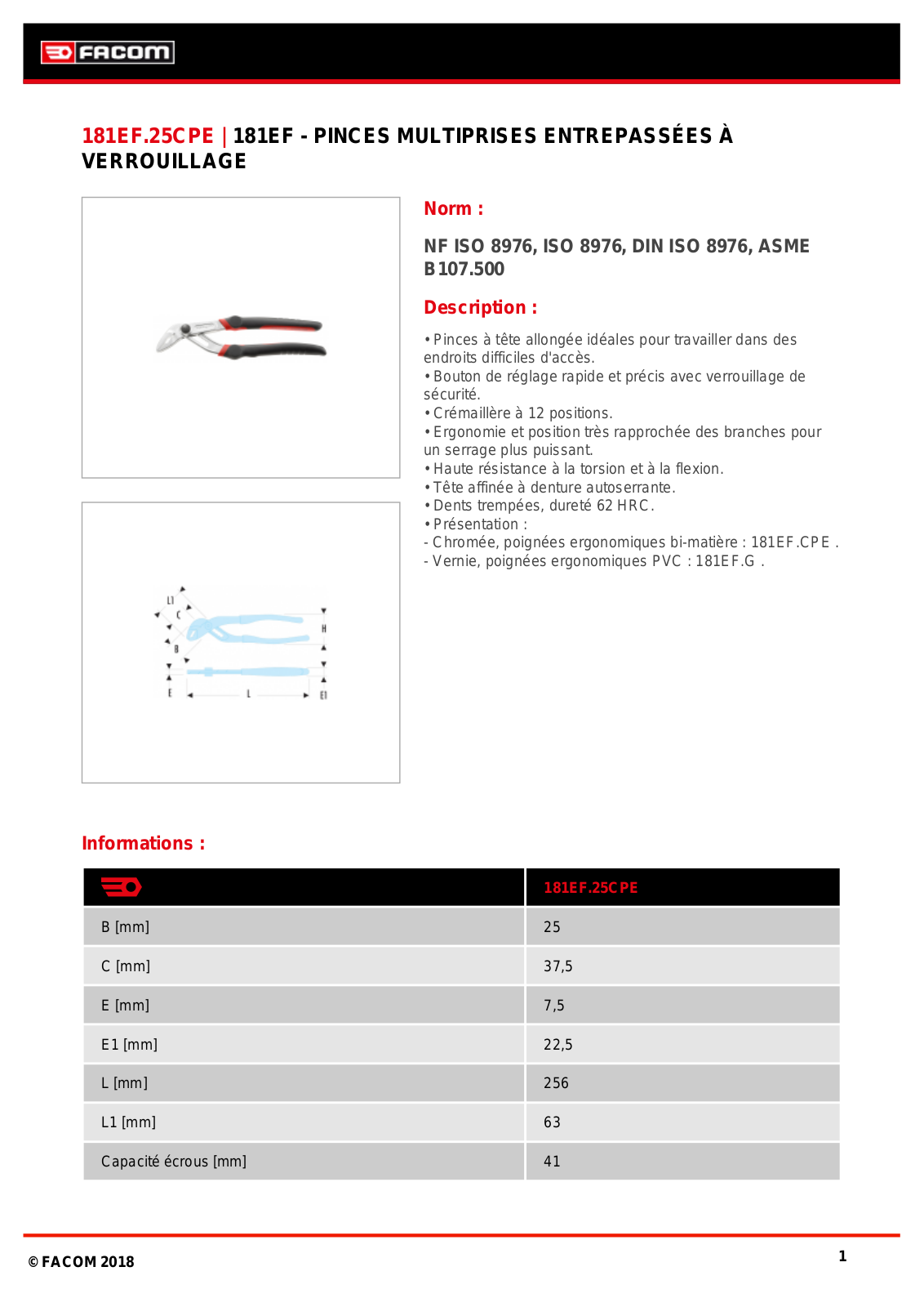 Facom 181EF.25CPEPB Specification - ManualMachine.com