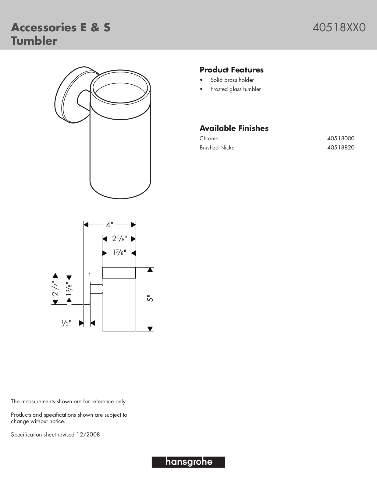 Hans Grohe 40518820, 40518XX0, 40518000 User Manual