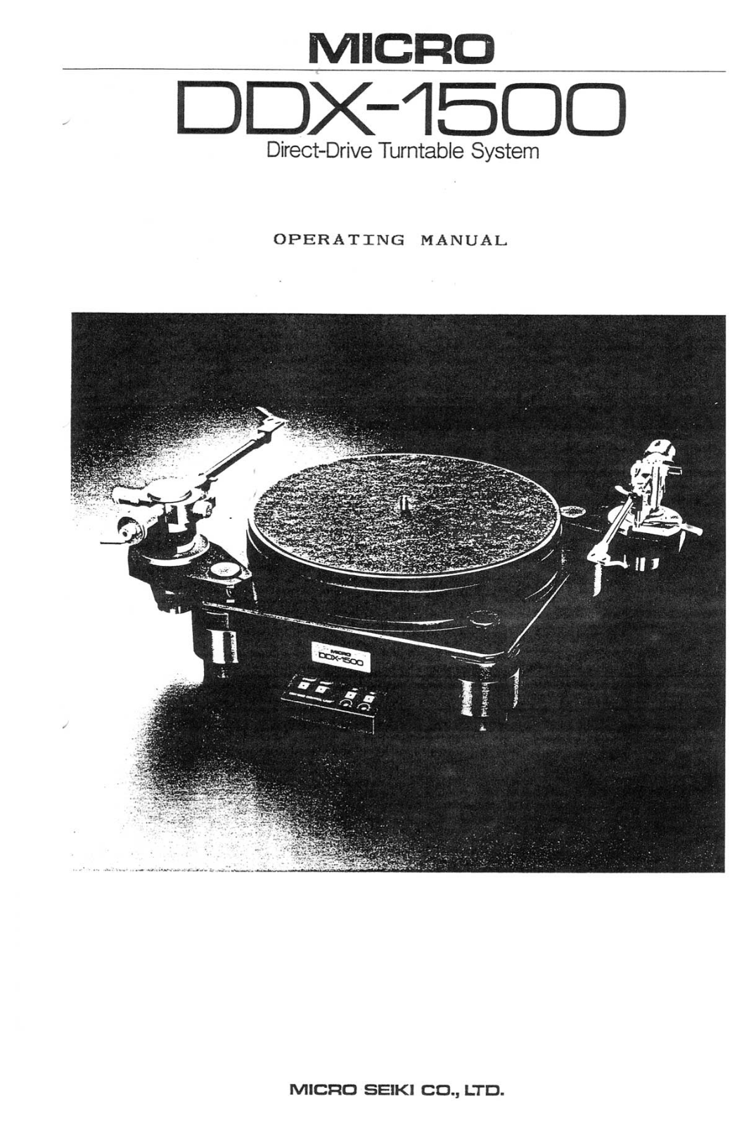 Micro Seiki DDX-1500 Owners manual