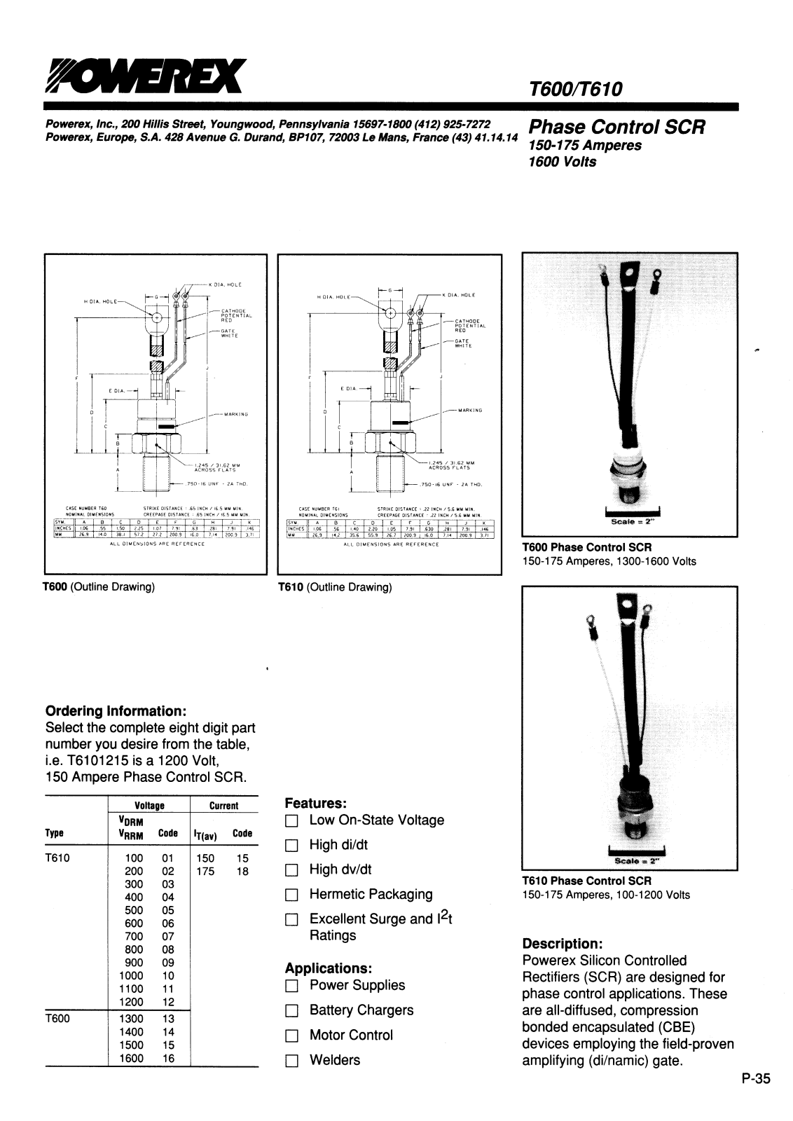 POWEREX T600081804BT, T600081504BT, T600061504BT, T600041804BT, T600041504BT Datasheet