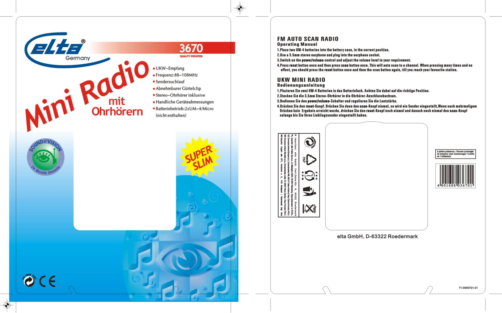 Elta MIT OHRHORERN 3670 User Manual