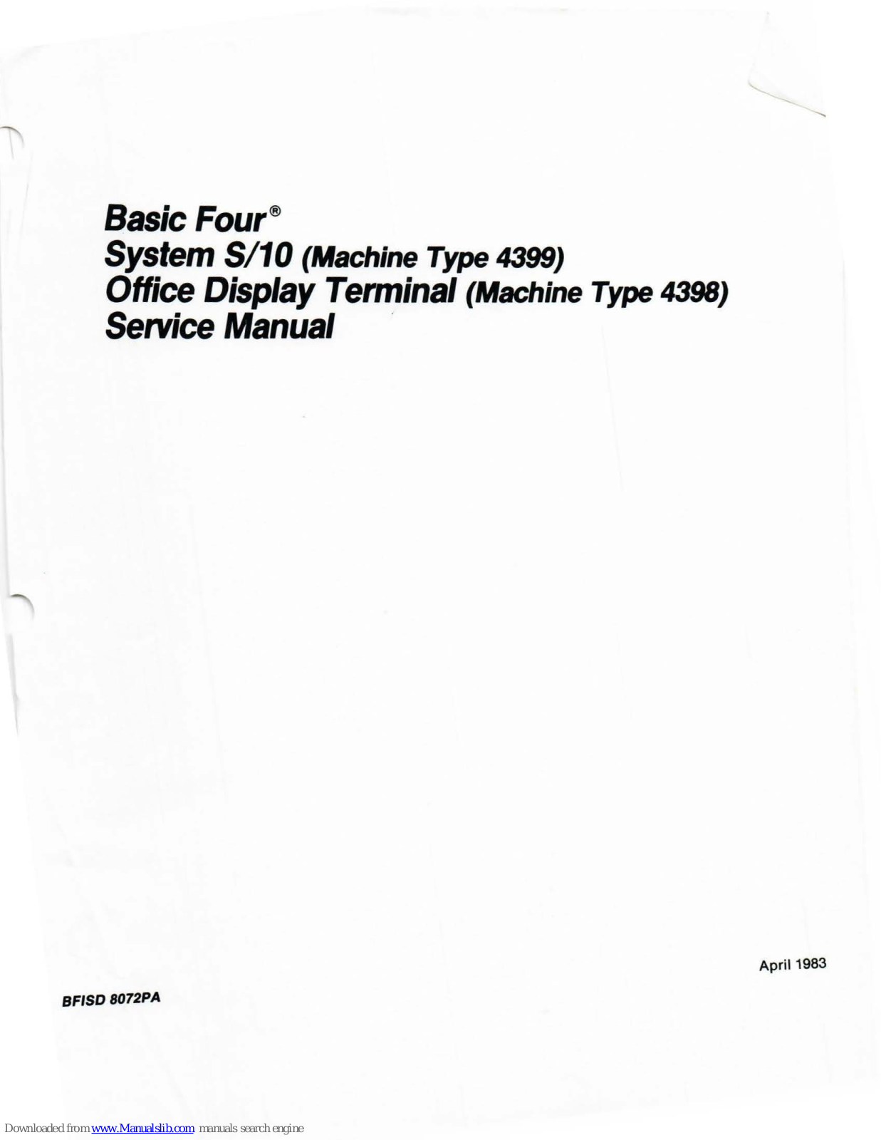 MAI Basic Four 4399, S/10, 4398, Office Display Terminal Service Manual