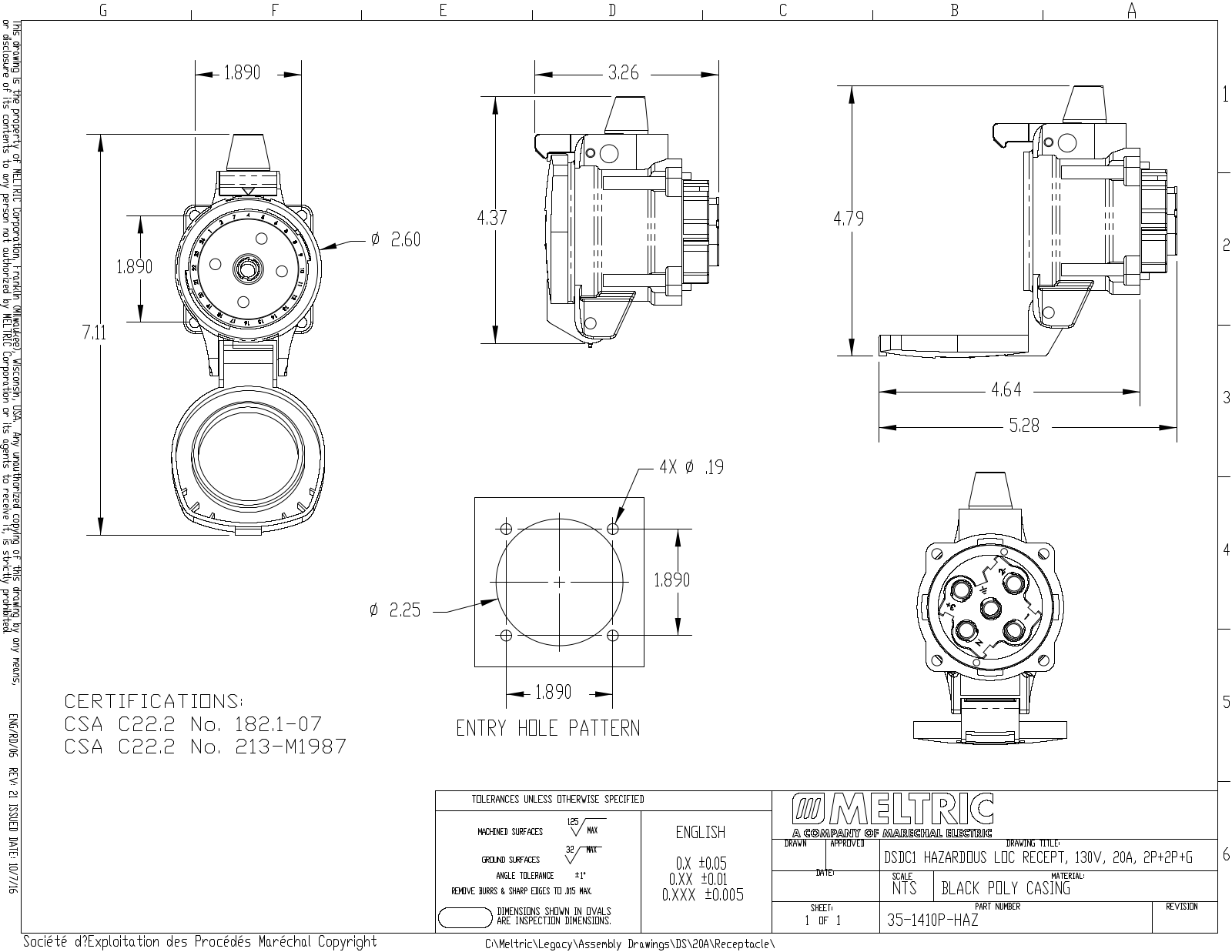 Meltric 35-1410P-HAZ Reference Drawing