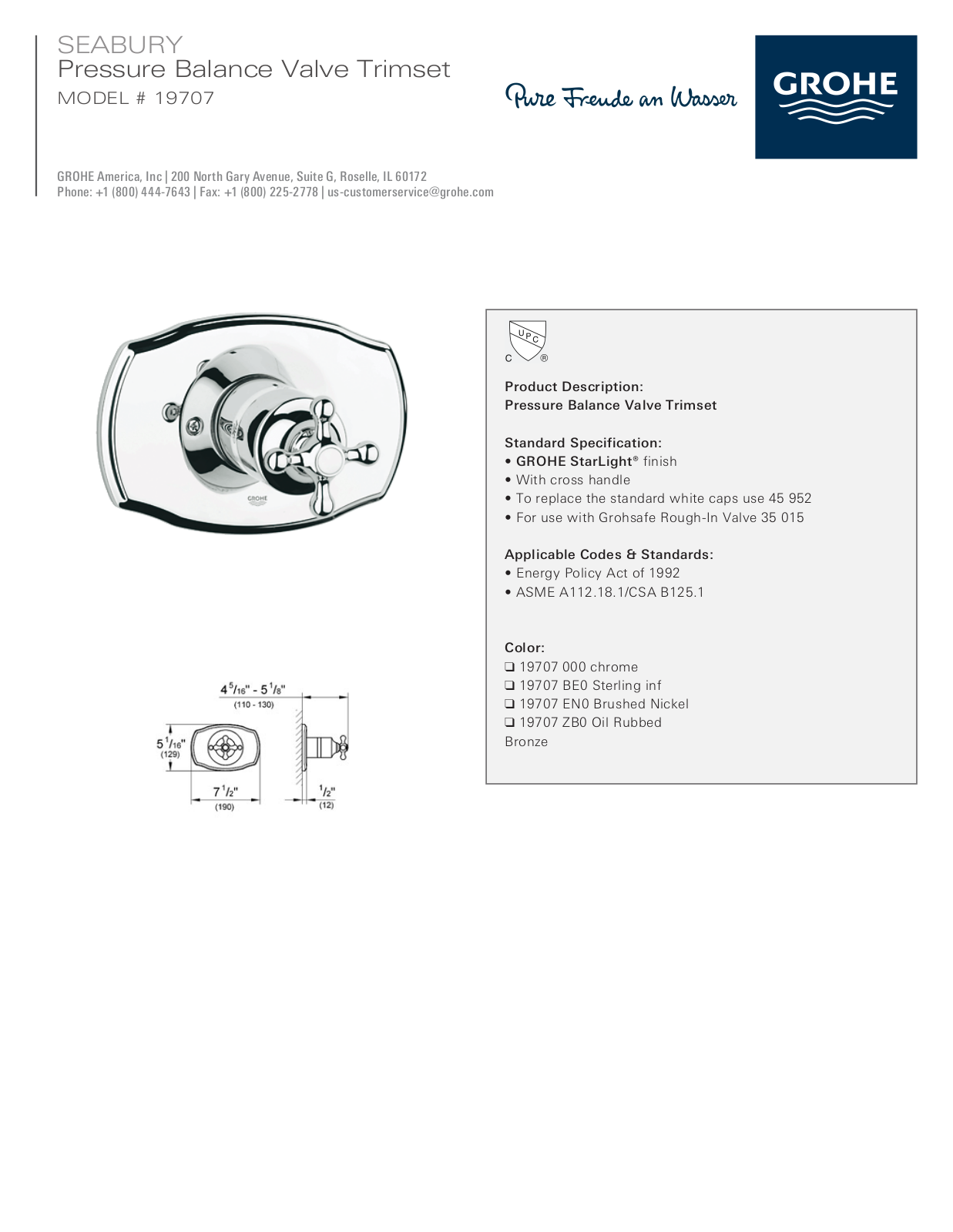 GROHE GRH1150 Specifications - ManualMachine.com