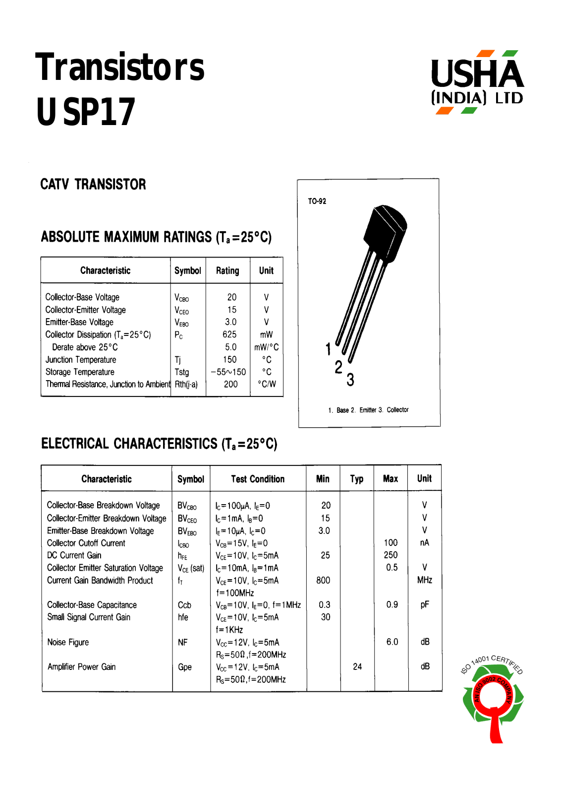 USHA USP17 Datasheet