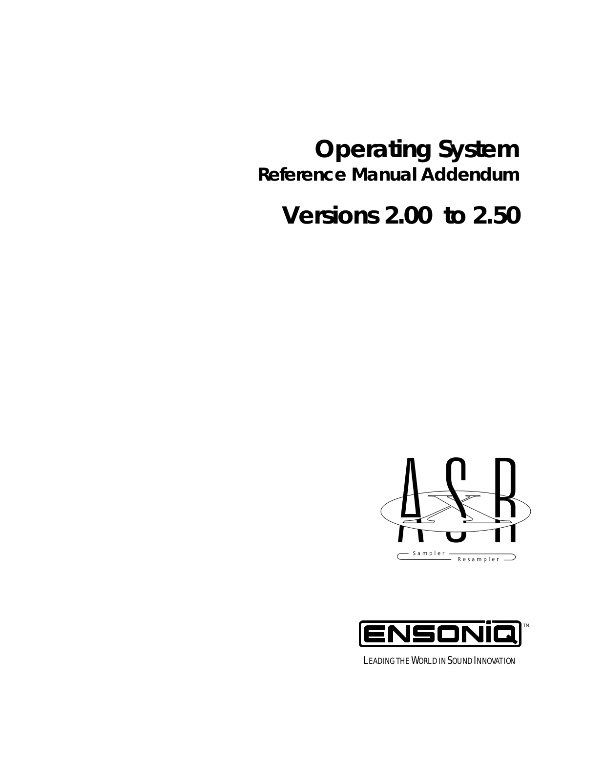 Ensoniq ASR-X Addendum