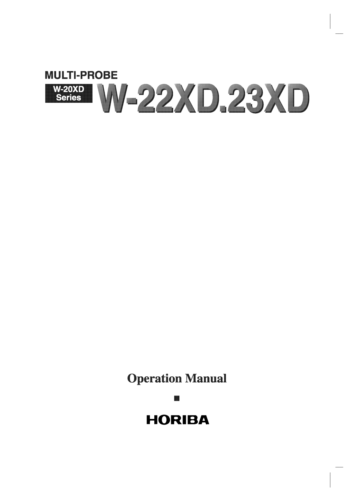 Horiba W-23 XD, W-22 XD Instruction Manual