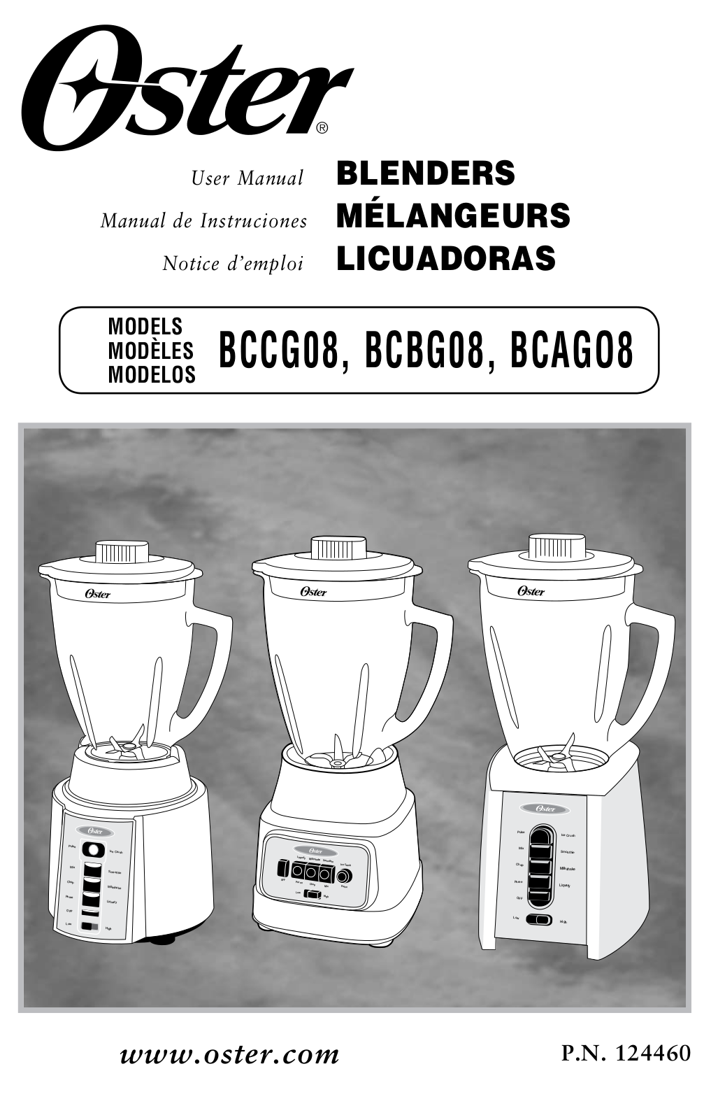 Oster BCCG08, BCAGO8, BCBG08 User Manual