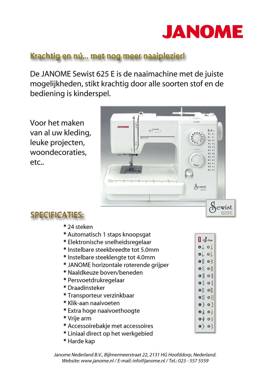 Janome SEWIST 625E BROCHURE