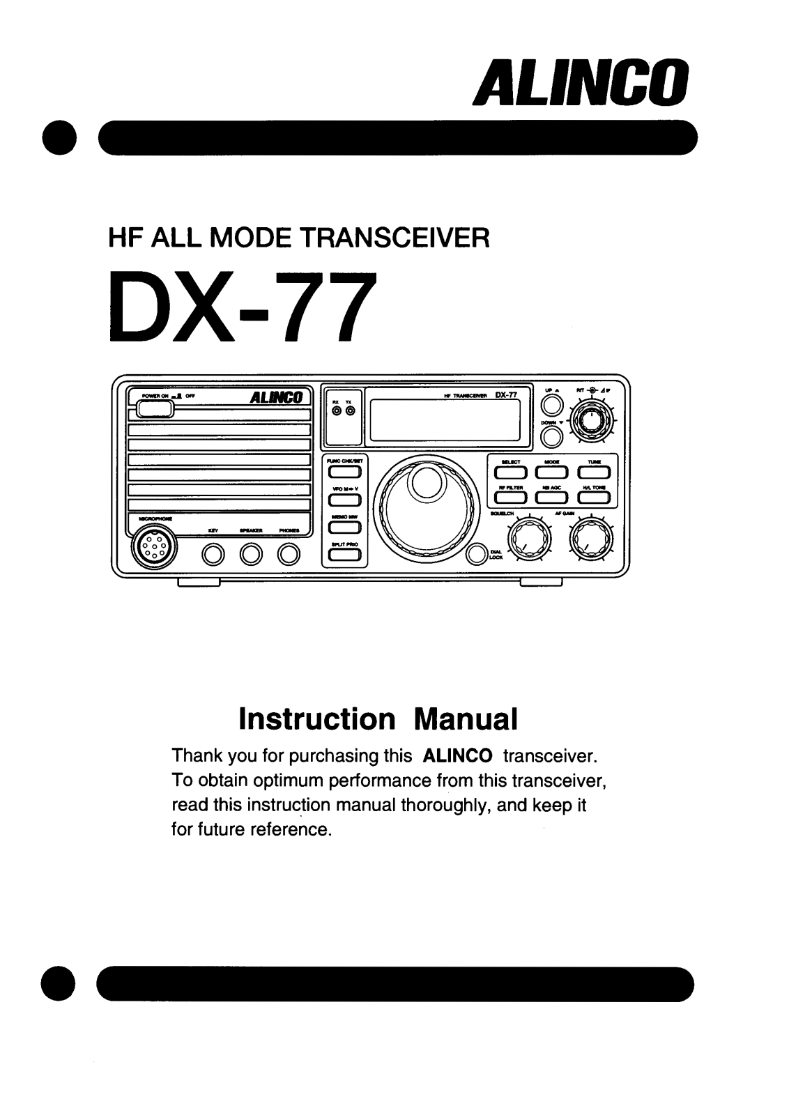 Alinco DX-77 Operating Instruction